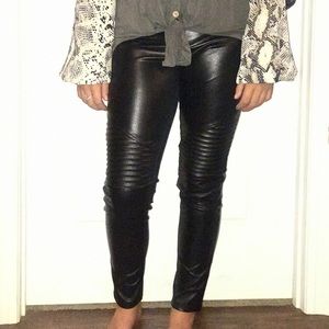 Black Faux Leather Moto Leggings